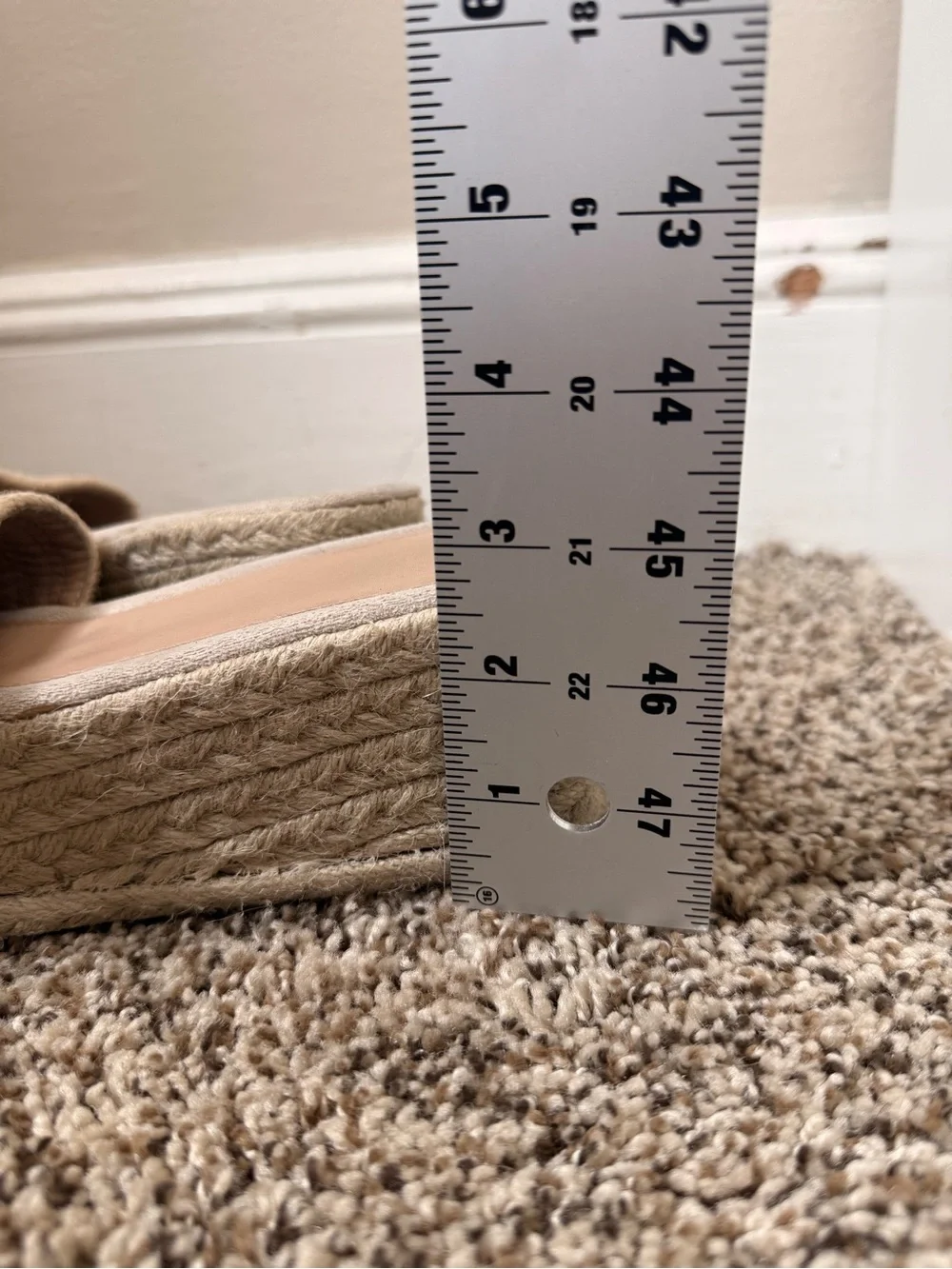 Beige Espadrille Platform Slide Sandals Size 39